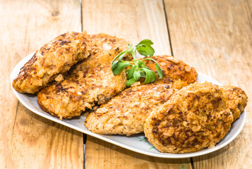 Fried meatballs on plate, cooking concept
