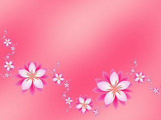 Abstract fractal flowers on a pink background