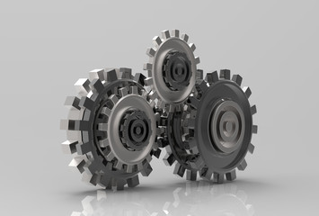 Gear metal wheels 3d illustrated