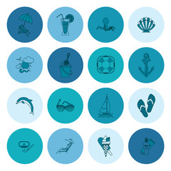 Summer and Beach Simple Flat Icons
