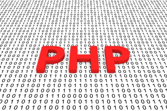 PHP is represented as a binary code 3D illustration