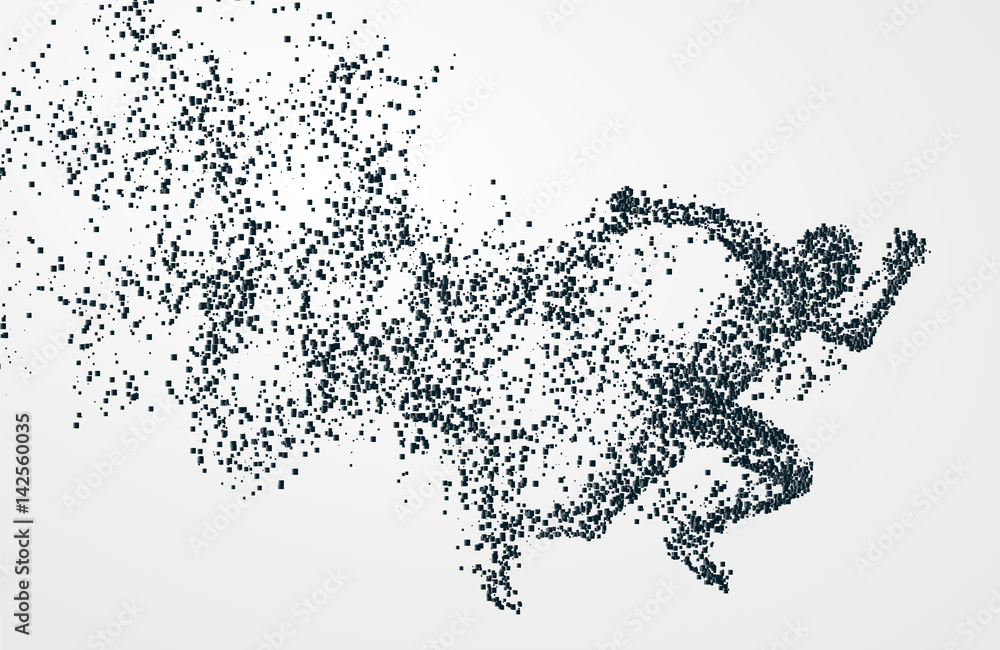 Poster runner,vector graphics,composed of mosaic particle.