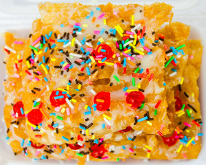 sweet crispy roti topping with milk and sprinkles