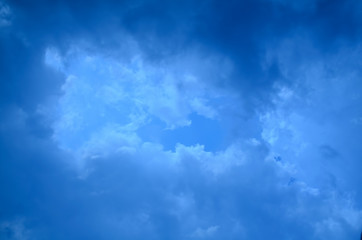 Beautiful blue sky with white clouds in a day.