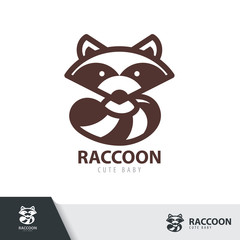 Raccoon symbol icon design isolated on white background.