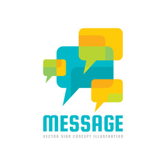 Naklejka premium Message - vector logo template concept illustration. Speech bubble creative sign. Internet chat icon. Abstract mosaic. Geometric design element.