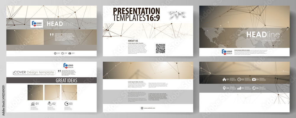 Poster business templates in hd format for presentation slides. abstract vector layouts in flat design. tec
