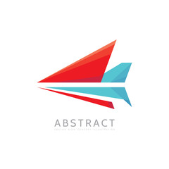 Abstract arrow - vector logo template concept illustration in flat style. Stylized airplane creative sign. Colorful design element.