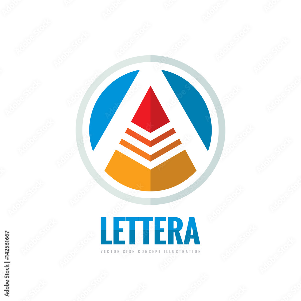 Poster letter a - vector logo template concept illustration in flat style. silhouette of abstract pyramid i
