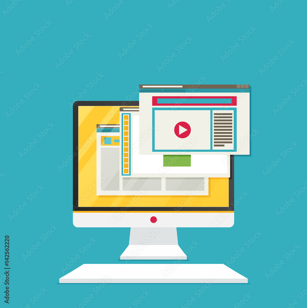 Aufkleber internet computer vector. flat style