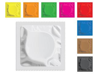 Packaging with a condom for your design and logo. Easy to change colors. Mock Up. Vector EPS 10