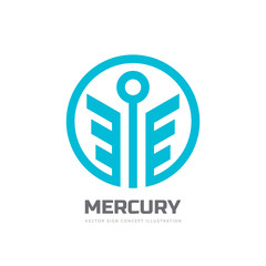 Mercury - vector logo template concept illustration. Stylized God of trade abstract creative symbol. Happiness business symbol. Wings in circle shape. Design element. 