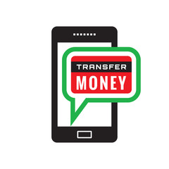 Smartphone transfer money - vector icon concept illustration. Mobile phone payment sign. Design element.