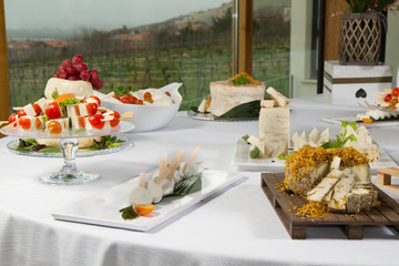 starter ready in selfservice table of a restaurant