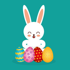 cute rabbit character easter season vector illustration design