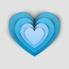 Paper art cartoon heart shape in realistic trendy craft style. Modern origami design template. Concept inspiration or idea for your projects. Vector illustration.