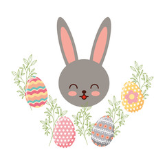 cute rabbit character easter season vector illustration design