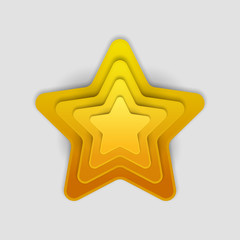 Paper art cartoon star in realistic trendy craft style. Modern origami design template. Concept inspiration or idea for your projects. Vector illustration.