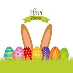 cute rabbit character easter season vector illustration design