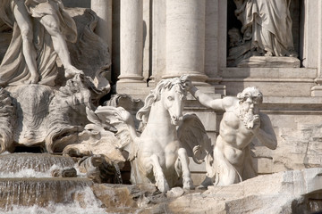 Detail on the Trevi Fountain in Rome, Italy, Europe