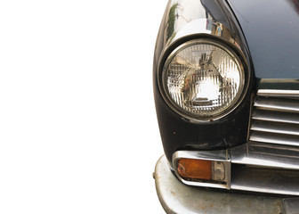 Detail of the front headlight old car