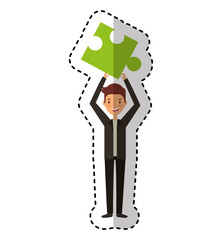 businessman with puzzle piece avatar character icon vector illustration design