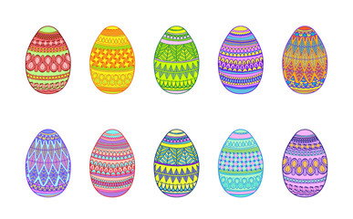 easter eggs on a white background