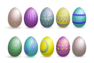 glitter easter eggs on a white background