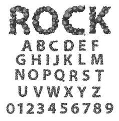 Vector font made of rocks polygon abstract polygonal geometric triangle design Latin alphabet from A to Z and numbers from 1 to 0.