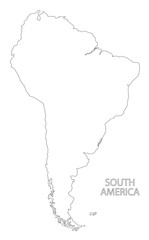 South America outline silhouette map illustration