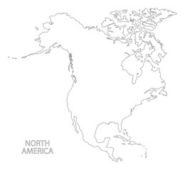 North America outline silhouette map illustration
