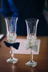 The luxury glass stand on the table