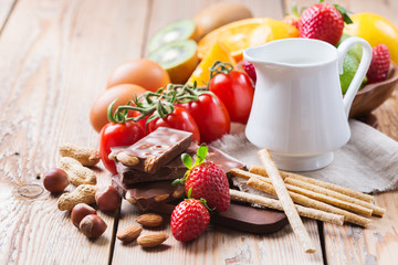 Selection of allergy food, healthy life concept