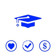 Graduation cap icon stock vector illustration flat design