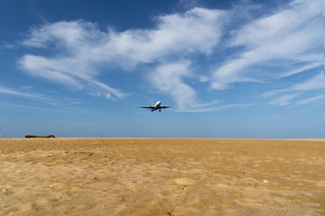 airplane landing at Phuket airport