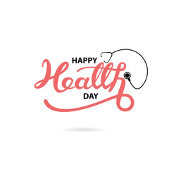 Happy Health Day Typographical Design Elements. Happy Health Day lettering icon.Happy Health Day logotype symbol.Design for greeting Card,Poster,Flyer,Cover,Brochure,Abstract background.