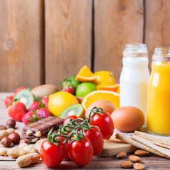 Selection of allergy food, healthy life concept