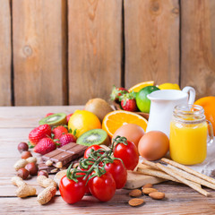 Selection of allergy food, healthy life concept