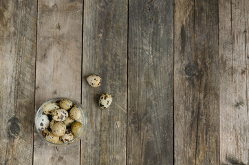 Glass jar with quail eggs