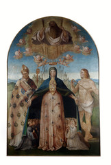 Benedetto Diana: Madonna Help of Christians with Saint Louis of Toulouse and Saint Sebastian,...