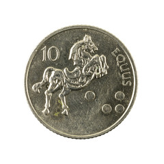 10 slovenian tolar coin (2002) reverse isolated on white background