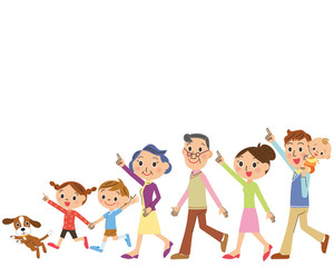 仲良し三世代家族が歩く