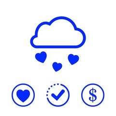 from the cloud falling hearts icon stock vector illustration flat design