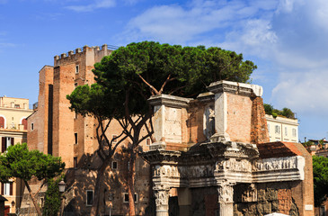 Roman ruins in Rome. Popular touristic destination. Italy