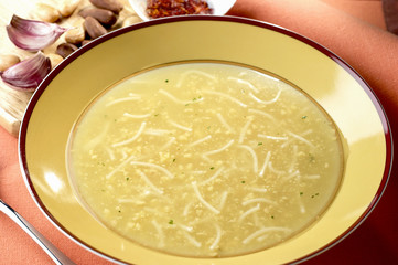 noodle soup with dried nuts