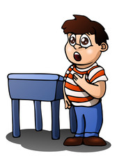 boy sing on isolated white