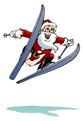santa ski on isolated white