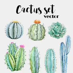 Foto op Canvas Watercolor cactus vector set © zenina