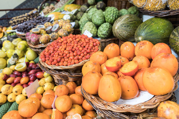 Naklejka na ściany i meble Exotic fruits on farmer's market