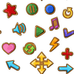 A pattern of game icons